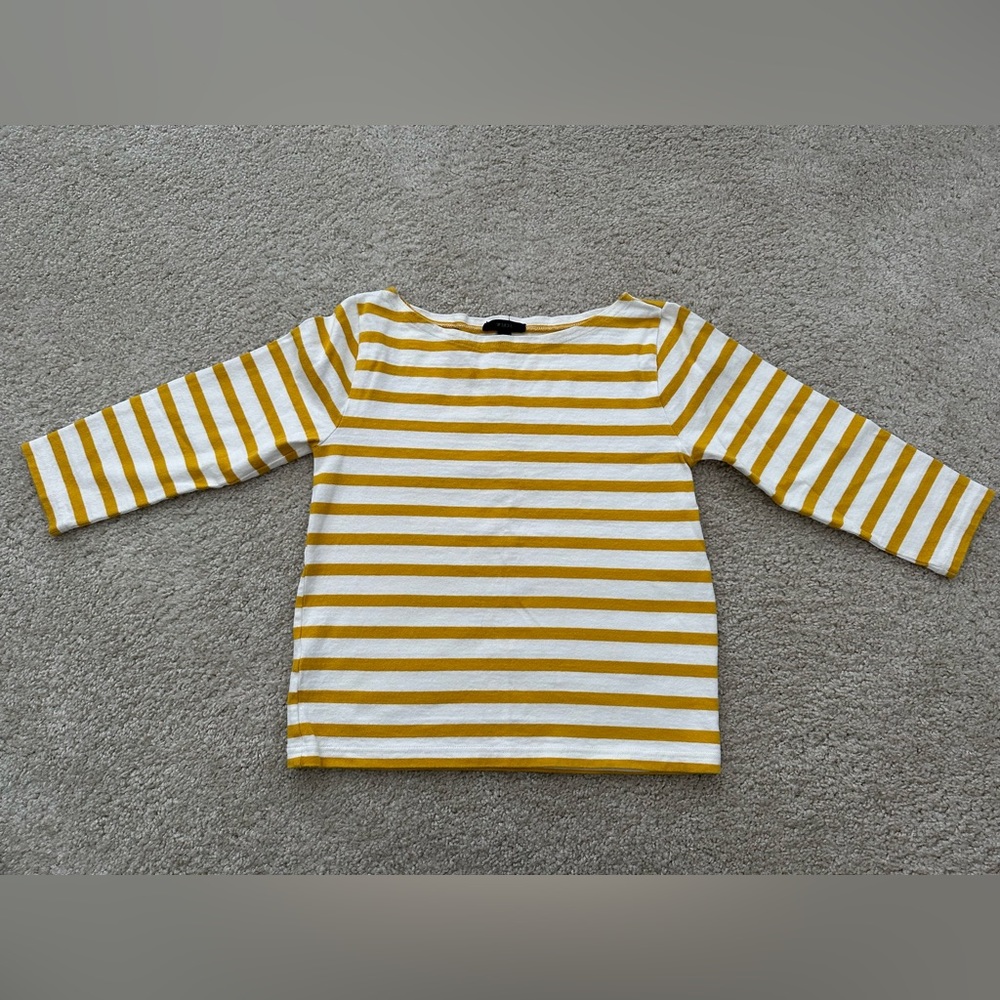 J Crew XS striped boat neck top 3/4 length sleeve